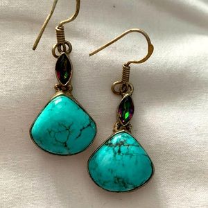 Mystic Topaz and Turquoise earrings